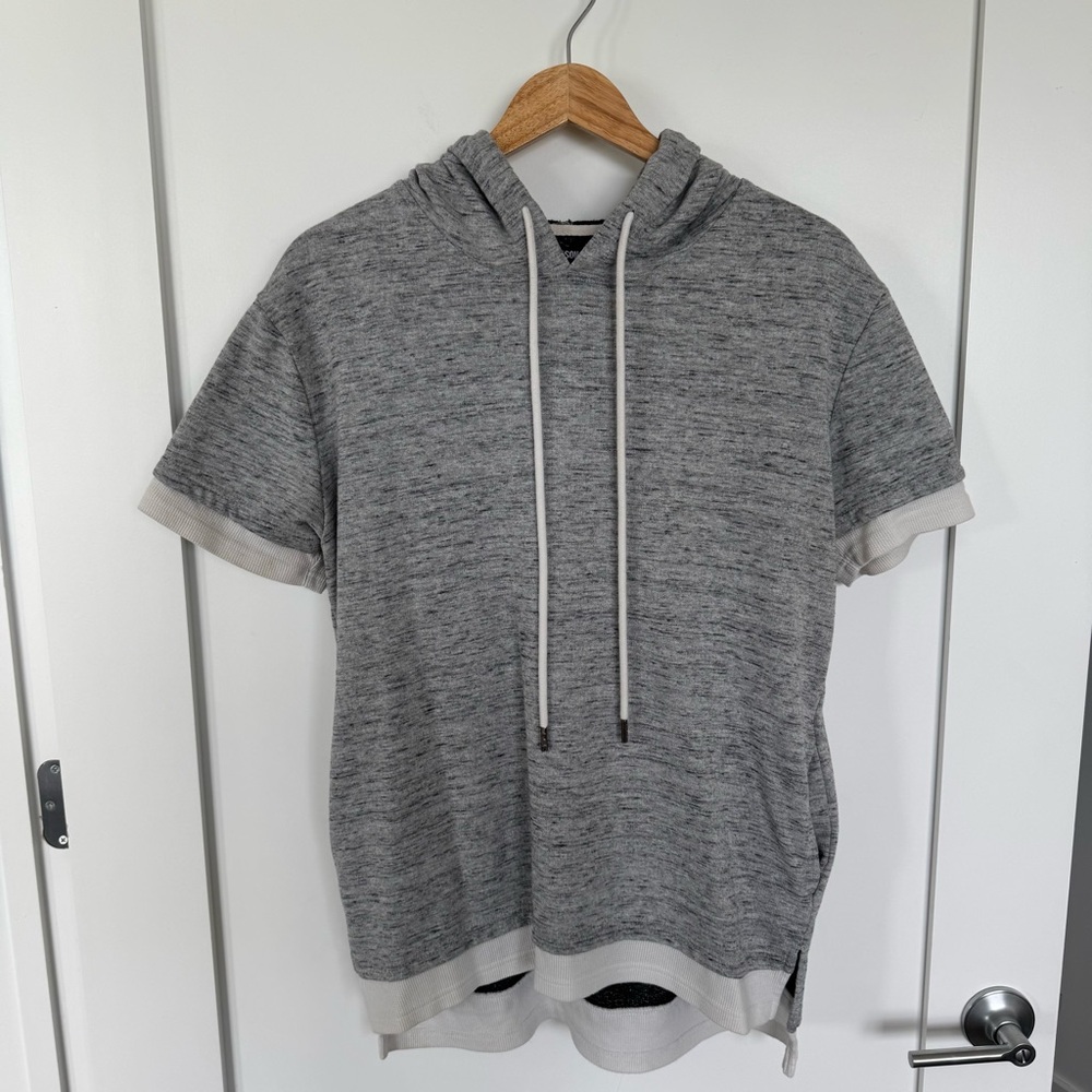 Jackson | Heather Gray Short Sleeve Hoodie Top